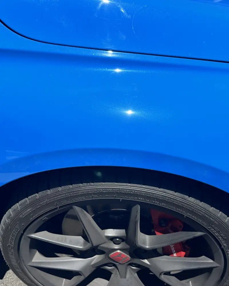 Panel after paintless dent repair